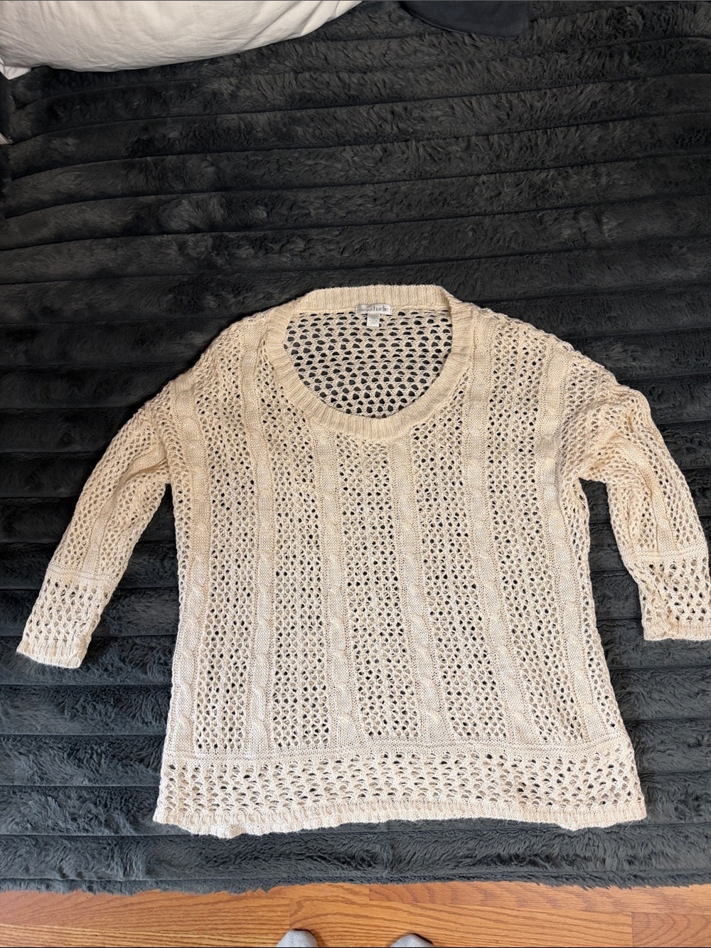 Light Cream Open-Knit Women's Sweater